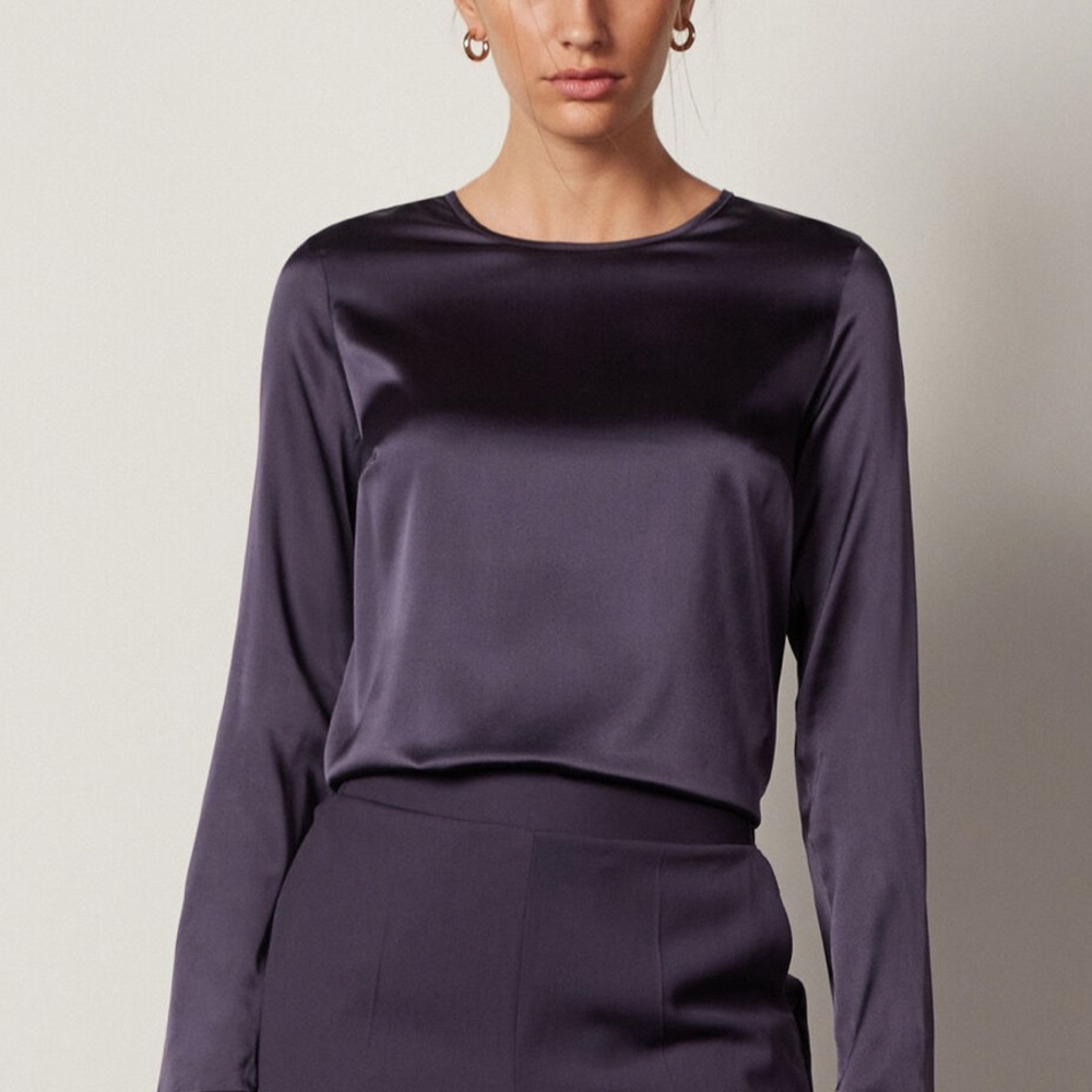 FALCONERI Crewneck Blouse in Silk Satin